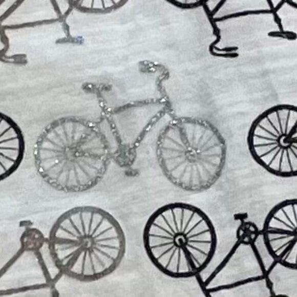 Lane Bryant White Cotton V-Neck Short Sleeve T-Shirt, Bicycles, Glitter, 14-16 - Picture 3 of 9